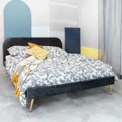 HOMLA Łóżko Venlo Welurowe Szare 160X200 Cm