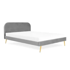 HOMLA Łóżko Venlo Welurowe Szare 160X200 Cm