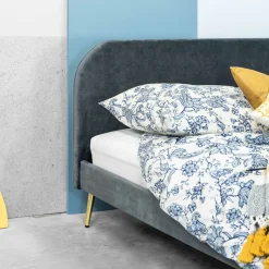 HOMLA Łóżko Venlo Welurowe Szare 160X200 Cm