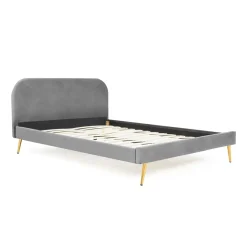 HOMLA Łóżko Venlo Welurowe Szare 160X200 Cm