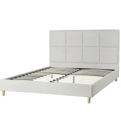 HOMLA Łóżko Ze Stelazem Aster W Tkaninie Jasnoszare 140X200 Cm