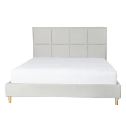 HOMLA Łóżko Ze Stelazem Aster W Tkaninie Jasnoszare 160X200 Cm