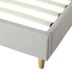 HOMLA Łóżko Ze Stelazem Aster W Tkaninie Jasnoszare 160X200 Cm