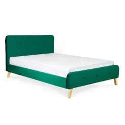 HOMLA Łóżko Ze Stelazem Mikkel Welurowe Zielone 160X200 Cm