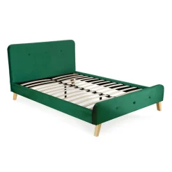 HOMLA Łóżko Ze Stelazem Mikkel Welurowe Zielone 160X200 Cm