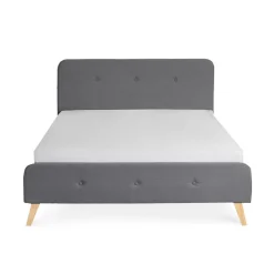 HOMLA Łóżko Ze Stelazem Mikkel Welurowe Szare 160X200 Cm