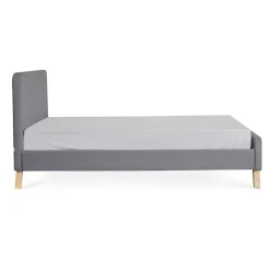 HOMLA Łóżko Ze Stelazem Mikkel Welurowe Szare 160X200 Cm