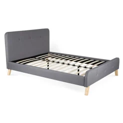 HOMLA Łóżko Ze Stelazem Mikkel Welurowe Szare 160X200 Cm