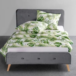 HOMLA Łóżko Ze Stelazem Mikkel Welurowe Szare 160X200 Cm