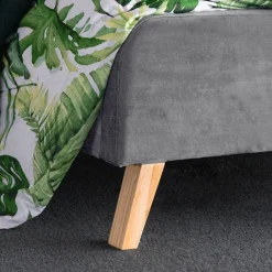 HOMLA Łóżko Ze Stelazem Mikkel Welurowe Szare 160X200 Cm