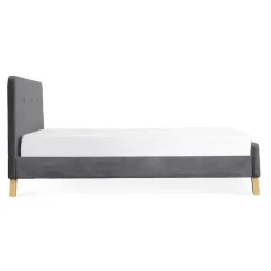 HOMLA Łóżko Ze Stelazem Mikkel Welurowe Szare 160X200 Cm