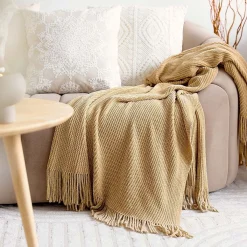 HOMLA Koc Chenille Szenilowy Bezowy 130X170 Cm