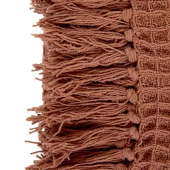 HOMLA Koc Vaffel Z Fredzlami Ceglasty 130X170 Cm