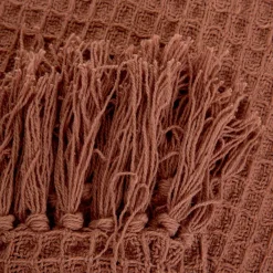 HOMLA Koc Vaffel Z Fredzlami Ceglasty 130X170 Cm