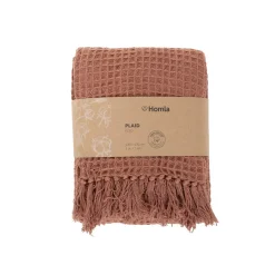 HOMLA Koc Vaffel Z Fredzlami Ceglasty 130X170 Cm