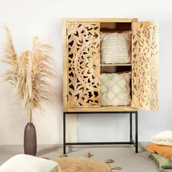 HOMLA Komoda Sombre Lite Drewno Mango Zlobione 90X40X160 Cm