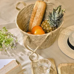 HOMLA Kosz Lumbo Z Trawy Morskiej Z Uchwytami 28X25 Cm