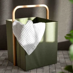 HOMLA Kosz Na Bielizne Nellie Zielony 36X32X50 Cm