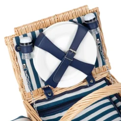 HOMLA Kosz Piknikowy Orlando Dla 4 Osob Z Mata Z Podwojna Klapa 40X28X20 Cm