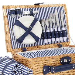 HOMLA Kosz Piknikowy Orlando Dla 4 Osob Z Mata 46X30X20 Cm