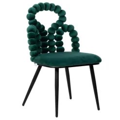HOMLA Krzeslo Bubble Beam Welurowe Zielone Z Czarnymi Nogami 56,5X52X87 Cm