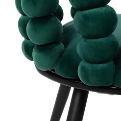 HOMLA Krzeslo Bubble Beam Welurowe Zielone Z Czarnymi Nogami 56,5X52X87 Cm