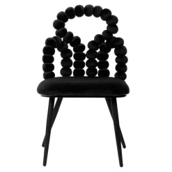 HOMLA Krzeslo Bubble Beam Welurowe Czarne Z Czarnymi Nogami 56,5X52X87 Cm