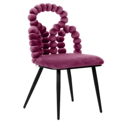 HOMLA Krzeslo Bubble Beam Welurowe Bordowe Z Czarnymi Nogami 56,5X52X87 Cm