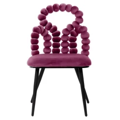 HOMLA Krzeslo Bubble Beam Welurowe Bordowe Z Czarnymi Nogami 56,5X52X87 Cm