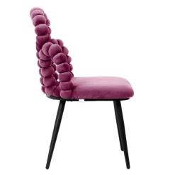 HOMLA Krzeslo Bubble Beam Welurowe Bordowe Z Czarnymi Nogami 56,5X52X87 Cm