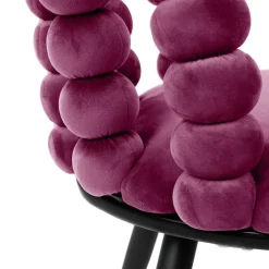 HOMLA Krzeslo Bubble Beam Welurowe Bordowe Z Czarnymi Nogami 56,5X52X87 Cm