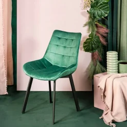 HOMLA Krzeslo Colin Welurowe Zielone 53X61X88 Cm