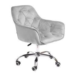 HOMLA Krzeslo Flossi Welurowe Obrotowe Szare 57X65X90 Cm