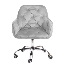 HOMLA Krzeslo Flossi Welurowe Obrotowe Szare 57X65X90 Cm