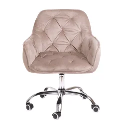 HOMLA Krzeslo Flossi Welurowe Obrotowe Bezowe 57X65X90 Cm