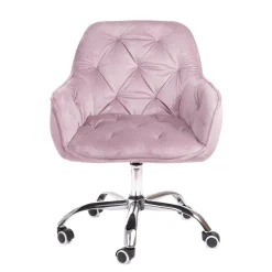 HOMLA Krzeslo Flossi Welurowe Obrotowe Rozowe 57X65X90 Cm