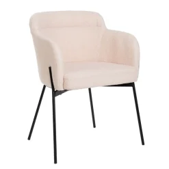 HOMLA Krzeslo Fluffy Bezowe W Tkaninie Teddy 57X60X78 Cm