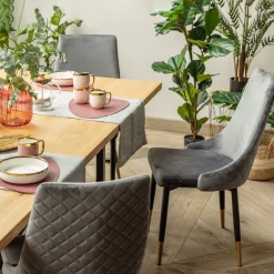 HOMLA Krzeslo Logan Welurowe Szare 44X44X92 Cm