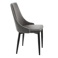 HOMLA Krzeslo Louis Ribbon Welurowe Szare 44X59X88 Cm