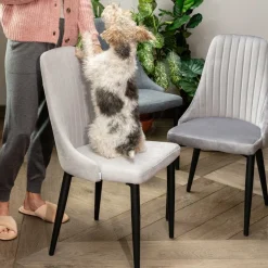 HOMLA Krzeslo Louis W Tkaninie Jasnoszare 44X59X88 Cm