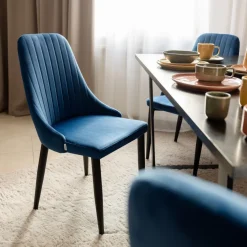 HOMLA Krzeslo Louis Welurowe Granatowe 44X59X88 Cm