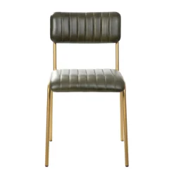 HOMLA Krzeslo Lumbar W Obiciu Ze Skory Bawolej Zielone 46X52X78 Cm