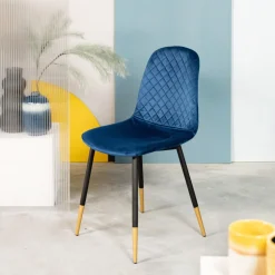 HOMLA Krzeslo Noir Welurowe Granatowe 44X52X85Cm