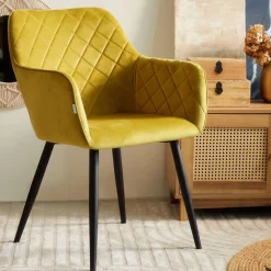 HOMLA Krzeslo Shelton Welurowe Musztardowe 56X60X84Cm
