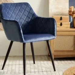 HOMLA Krzeslo Shelton Welurowe Granatowe 56X60X84Cm