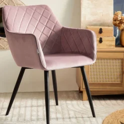 HOMLA Krzeslo Shelton Welurowe Rozowe 56X60X84Cm
