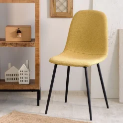 HOMLA Krzeslo Slank W Tkaninie Musztardowe 44X52X85Cm