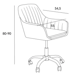 HOMLA Krzeslo Teill Welurowe Obrotowe Czarne 55,5X54,5X80-90Cm