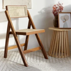 HOMLA Krzeslo Verdura Drewniane Z Naturalnym Rattanem 46X52X80 Cm