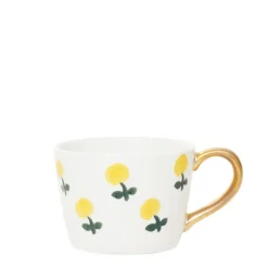 HOMLA Kubek Frizzy Recznie Malowany W Cytryny I Zlotym Uchem 0,3 L